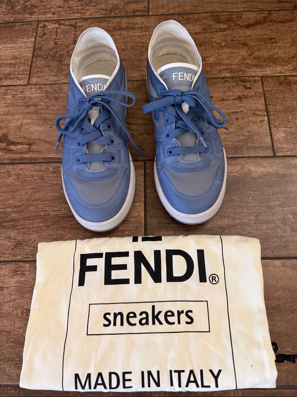 Fendi Kids Light Blue Lace-Up Sneakers